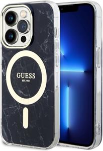 Guess IML Marble MagSafe kryt pre iPhone 13 Pro, čierny