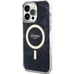 Guess IML Marble MagSafe kryt pre iPhone 13 Pro Max, čierny