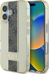 Guess IML Middle 4G Stripe kryt pre iPhone 16, hnedý