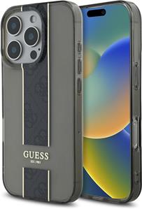 Guess IML Middle 4G Stripe kryt pre iPhone 16 Pro, čierny