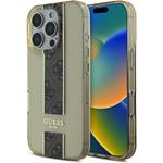 Guess IML Middle 4G Stripe kryt pre iPhone 16 Pro, hnedý