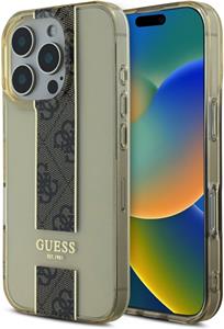 Guess IML Middle 4G Stripe kryt pre iPhone 16 Pro, hnedý