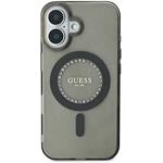 Guess IML Rhinestones Ring MagSafe kryt pre iPhone 16, čierny