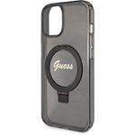 Guess IML Ring Stand Glitter MagSafe kryt pre iPhone 15, čierny