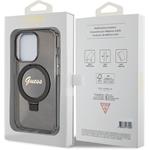 Guess IML Ring Stand Glitter MagSafe kryt pre iPhone 15 Pro Max, čierny