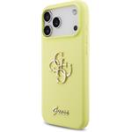 Guess Liquid Silicone 4G Metal Logo kryt pre iPhone 17 Pro Max, žltý