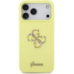 Guess Liquid Silicone 4G Metal Logo kryt pre iPhone 17 Pro Max, žltý
