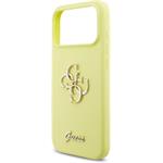 Guess Liquid Silicone 4G Metal Logo kryt pre iPhone 17 Pro Max, žltý