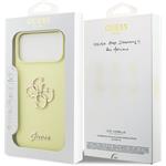 Guess Liquid Silicone 4G Metal Logo kryt pre iPhone 17 Pro Max, žltý