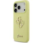 Guess Liquid Silicone 4G Metal Logo kryt pre iPhone 17 Pro, žltý