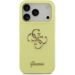 Guess Liquid Silicone 4G Metal Logo kryt pre iPhone 17 Pro, žltý