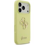 Guess Liquid Silicone 4G Metal Logo kryt pre iPhone 17 Pro, žltý