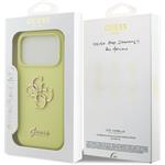 Guess Liquid Silicone 4G Metal Logo kryt pre iPhone 17 Pro, žltý
