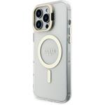 Guess PC/TPU Electroplated Stand Camera Frame kryt s vymeniteľným pozadím pre iPhone 16 Pro Max