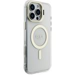 Guess PC/TPU Electroplated Stand Camera Frame kryt s vymeniteľným pozadím pre iPhone 16 Pro Max