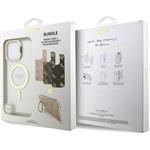 Guess PC/TPU Electroplated Stand Camera Frame kryt s vymeniteľným pozadím pre iPhone 16 Pro Max