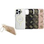 Guess PC/TPU Electroplated Stand Camera Frame kryt s vymeniteľným pozadím pre iPhone 16 Pro Max