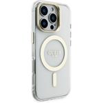 Guess PC/TPU Electroplated Stand Camera Frame kryt s vymeniteľným pozadím pre iPhone 16 Pro