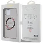 Guess PC/TPU Flowers Ring Glossy Logo MagSafe kryt pre iPhone 13, čierny