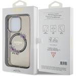 Guess PC/TPU Flowers Ring Glossy Logo MagSafe kryt pre iPhone 13 Pro, čierny