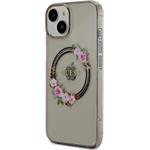 Guess PC/TPU Flowers Ring Glossy Logo MagSafe kryt pre iPhone 14, čierny