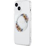 Guess PC/TPU Flowers Ring Glossy Logo MagSafe kryt pre iPhone 14, transparentný