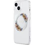 Guess PC/TPU Flowers Ring Glossy Logo MagSafe kryt pre iPhone 15 Plus, transparentný