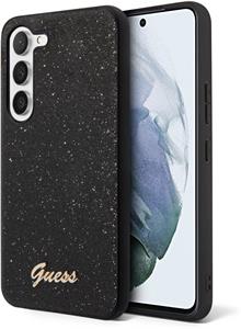 Guess PC/TPU Glitter Flakes Metal Logo kryt pre Samsung Galaxy S23, čierny
