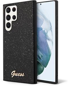 Guess PC/TPU Glitter Flakes Metal Logo kryt pre Samsung Galaxy S23 Ultra, čierny