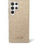 Guess PC/TPU Glitter Flakes Metal Logo kryt pre Samsung Galaxy S24 Ultra, zlatý