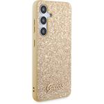 Guess PC/TPU Glitter Flakes Metal Logo kryt pre Samsung Galaxy S24, zlatý