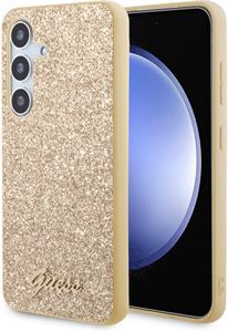 Guess PC/TPU Glitter Flakes Metal Logo kryt pre Samsung Galaxy S24+, zlatý