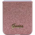 Guess PC/TPU Glitter Flakes Metal Logo kryt pre Samsung Galaxy Z Flip 5, ružový