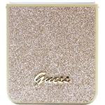 Guess PC/TPU Glitter Flakes Metal Logo kryt pre Samsung Galaxy Z Flip 5, zlatý