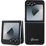 Guess PC/TPU Glitter Flakes Metal Logo kryt pre Samsung Galaxy Z Flip 6, čierny