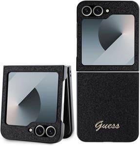 Guess PC/TPU Glitter Flakes Metal Logo kryt pre Samsung Galaxy Z Flip 6, čierny