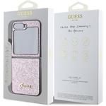 Guess PC/TPU Glitter Flakes Metal Logo kryt pre Samsung Galaxy Z Flip 6, ružový