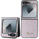 Guess PC/TPU Glitter Flakes Metal Logo kryt pre Samsung Galaxy Z Flip 6, ružový