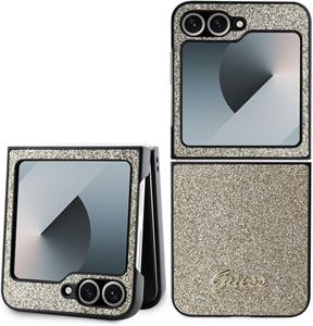 Guess PC/TPU Glitter Flakes Metal Logo kryt pre Samsung Galaxy Z Flip 6, zlatý