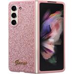 Guess PC/TPU Glitter Flakes Metal Logo kryt pre Samsung Galaxy Z Fold 5, ružový