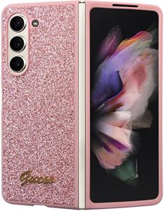 Guess PC/TPU Glitter Flakes Metal Logo kryt pre Samsung Galaxy Z Fold 5, ružový