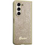 Guess PC/TPU Glitter Flakes Metal Logo kryt pre Samsung Galaxy Z Fold 5, zlatý