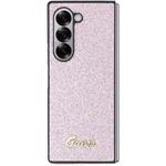 Guess PC/TPU Glitter Flakes Metal Logo kryt pre Samsung Galaxy Z Fold 6, ružový