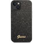 Guess PC/TPU Glitter Flakes Metal Logo zadný kryt pre iPhone 14, čierny
