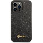 Guess PC/TPU Glitter Flakes Metal Logo zadný kryt pre iPhone 14 Pro, čierny