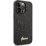 Guess PC/TPU Glitter Flakes Metal Logo zadný kryt pre iPhone 14 Pro, čierny