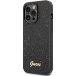 Guess PC/TPU Glitter Flakes Metal Logo zadný kryt pre iPhone 14 Pro, čierny