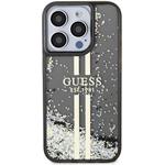 Guess PC/TPU Liquid Glitter Gold Stripe kryt pre iPhone 15 Pro, čierny