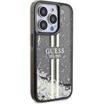 Guess PC/TPU Liquid Glitter Gold Stripe kryt pre iPhone 15 Pro, čierny