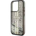 Guess PC/TPU Liquid Glitter Gold Stripe kryt pre iPhone 15 Pro, čierny